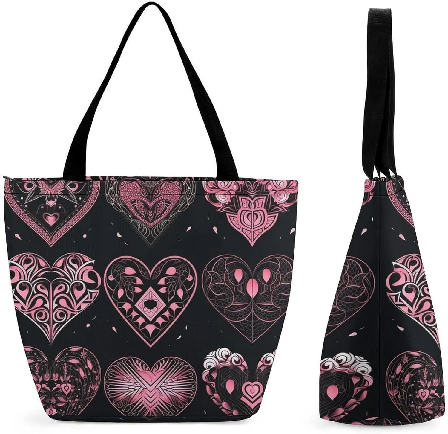 Tote Bag for Women Grocery Bag Hearts Foldable Shopping Bags Reusable Large Tote Bag