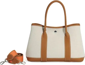 Tote Bag for Women, Leather and Canvas Top Handle Bags, Womens Crossbody Bag