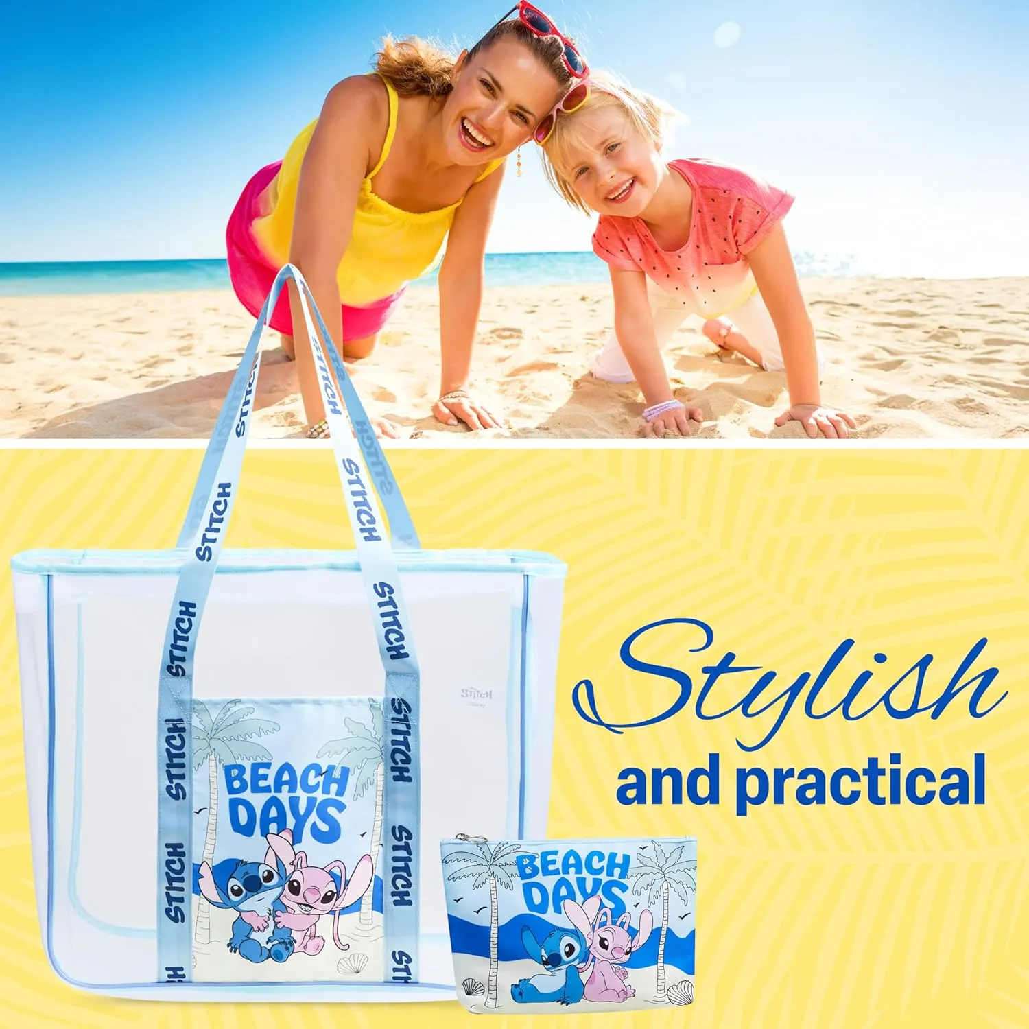 Tote Bag for Women Teens Mesh Beach Bag Travel Bags with Small Pouch
