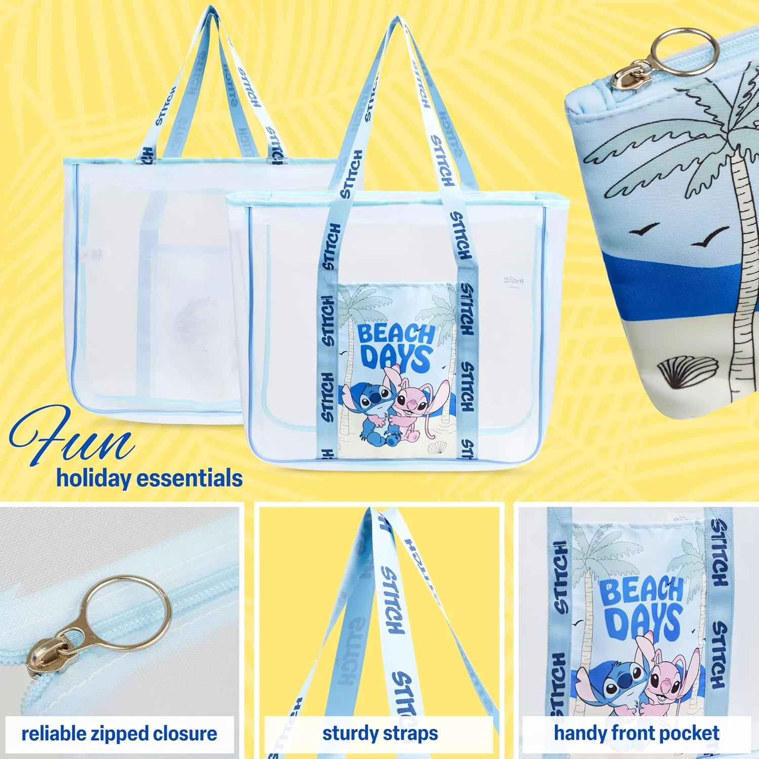 Tote Bag for Women Teens Mesh Beach Bag Travel Bags with Small Pouch