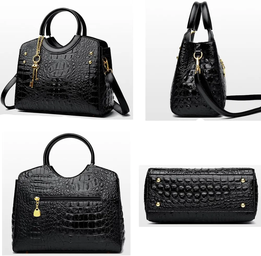 Tote Bags for Women Faux Leather Handbags Purses Crocodile Pattern Satchel Bag Shoulder Crossbody Bag Ladies Work bag