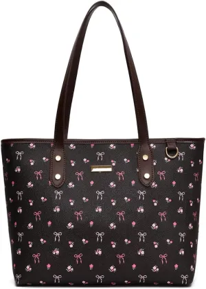 Tote Bags for Women,Cherry Print Tote Bags Faux Leather Shoulder Bag Cherry Purse Top Handle Cute Floral Hangbags