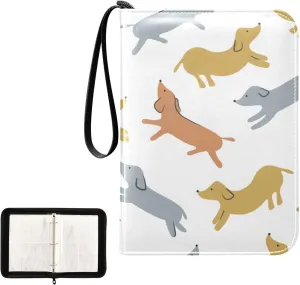 Trading Card Binder with Sleeves Colorful Dachshunds Dogs C4 Pocket Card Binder PU Card Collection Binder 400 Cards Holder Collector Album