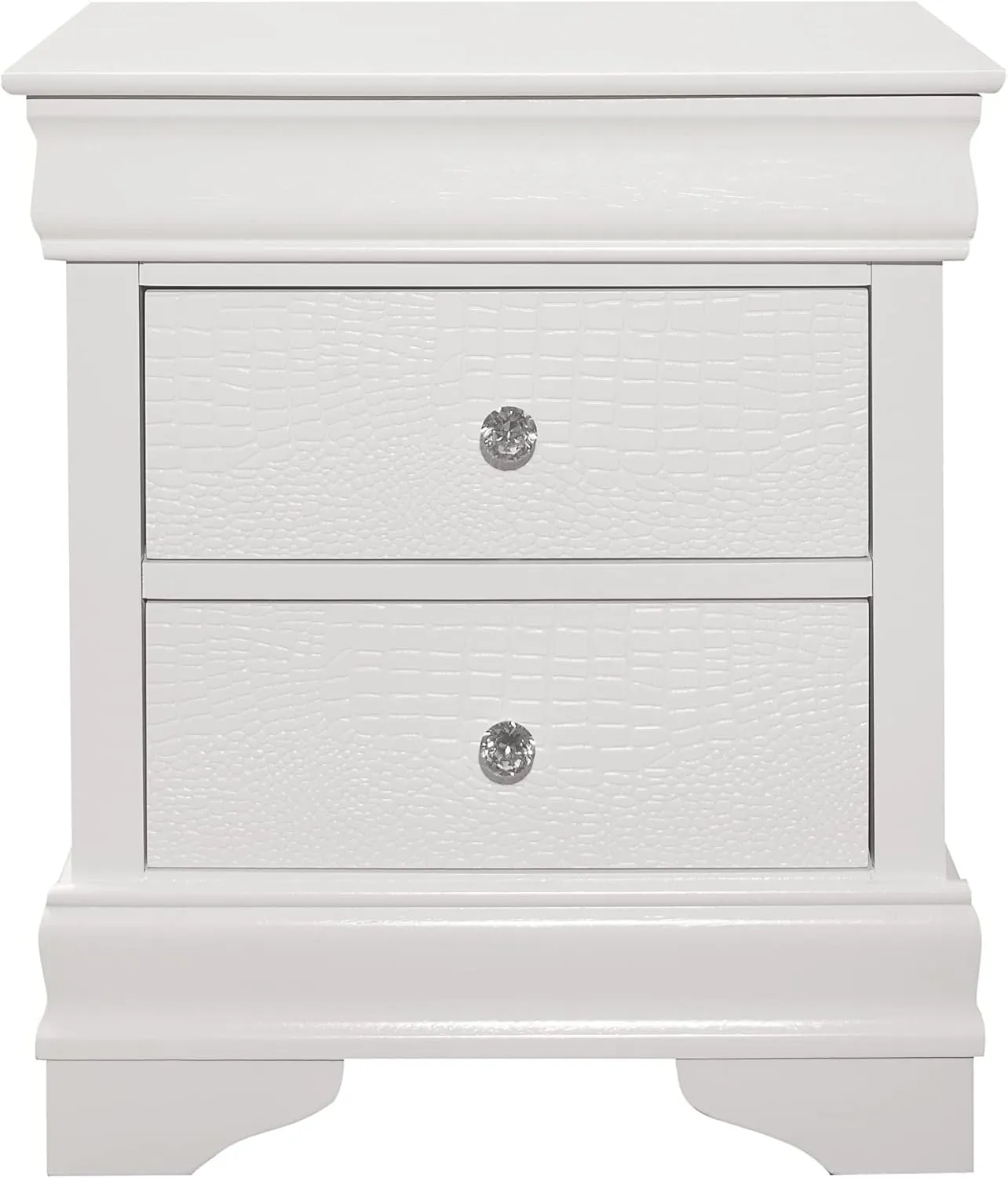Traditional Design Bedroom Furniture 1pc Nightstand of 3X Drawers Faux Alligator Embossed Fronts White Finish,Bedroom Furniture