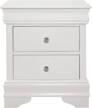 Traditional Design Bedroom Furniture 1pc Nightstand of 3X Drawers Faux Alligator Embossed Fronts White Finish,Bedroom Furniture