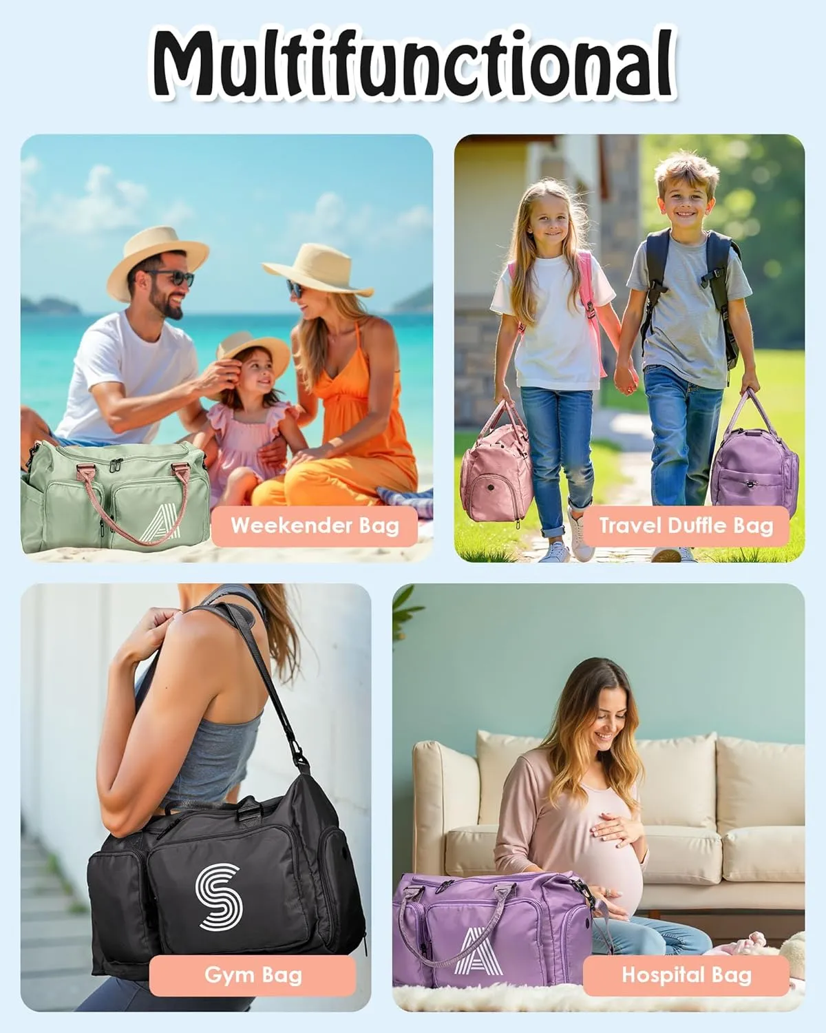Travel Bag, Birthday Gifts, Initial Travel Duffel Bag, Personalized Weekender Bag, Monogram Overnight Bag Gift for women,Birthday Gifts Personalized Gifts Bridesmaid Gifts