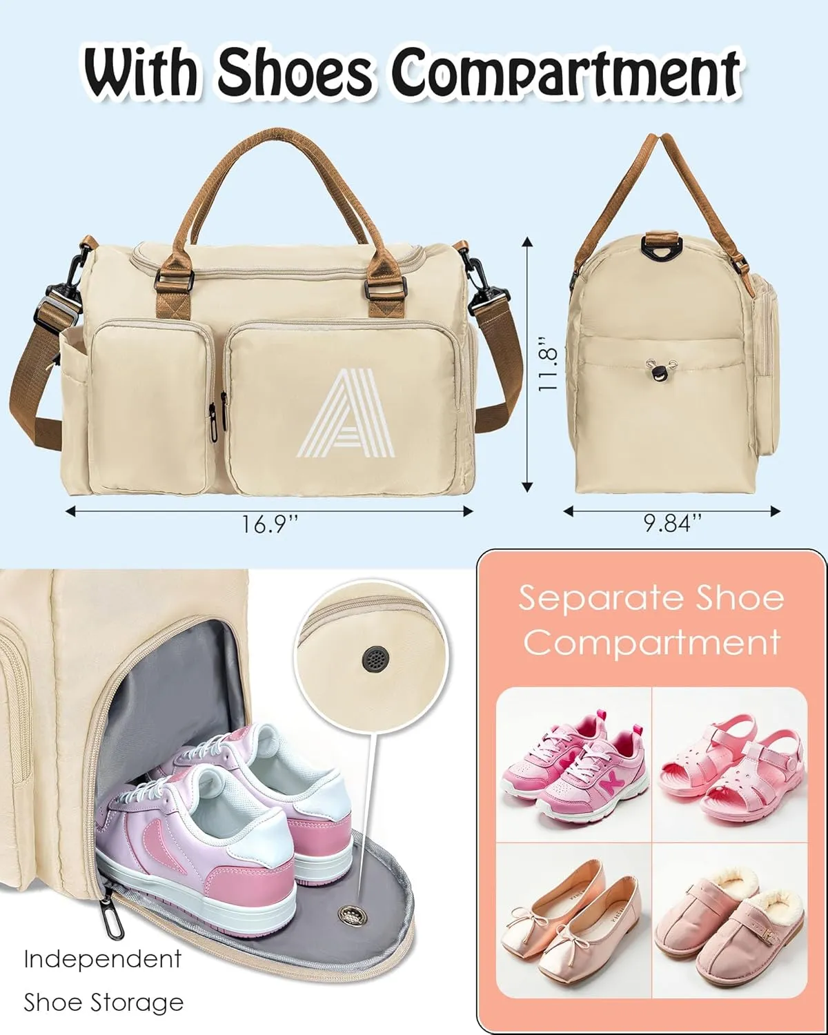 Travel Bag, Birthday Gifts, Initial Travel Duffel Bag, Personalized Weekender Bag, Monogram Overnight Bag Gift for women,Birthday Gifts Personalized Gifts Bridesmaid Gifts