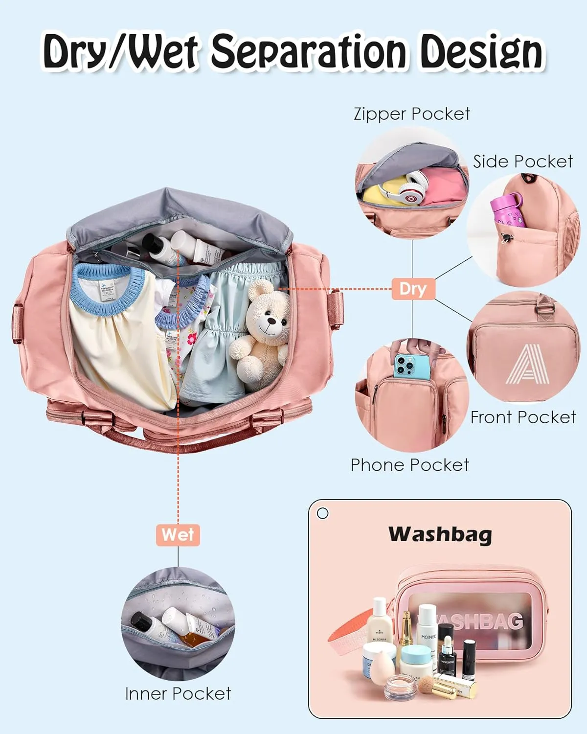 Travel Bag for Girls, Kids Travel Duffel Bag, Personalized Weekender Bag, Overnight Bag Sleepover Bag Dance Bag, Girls Women Teacher Gift