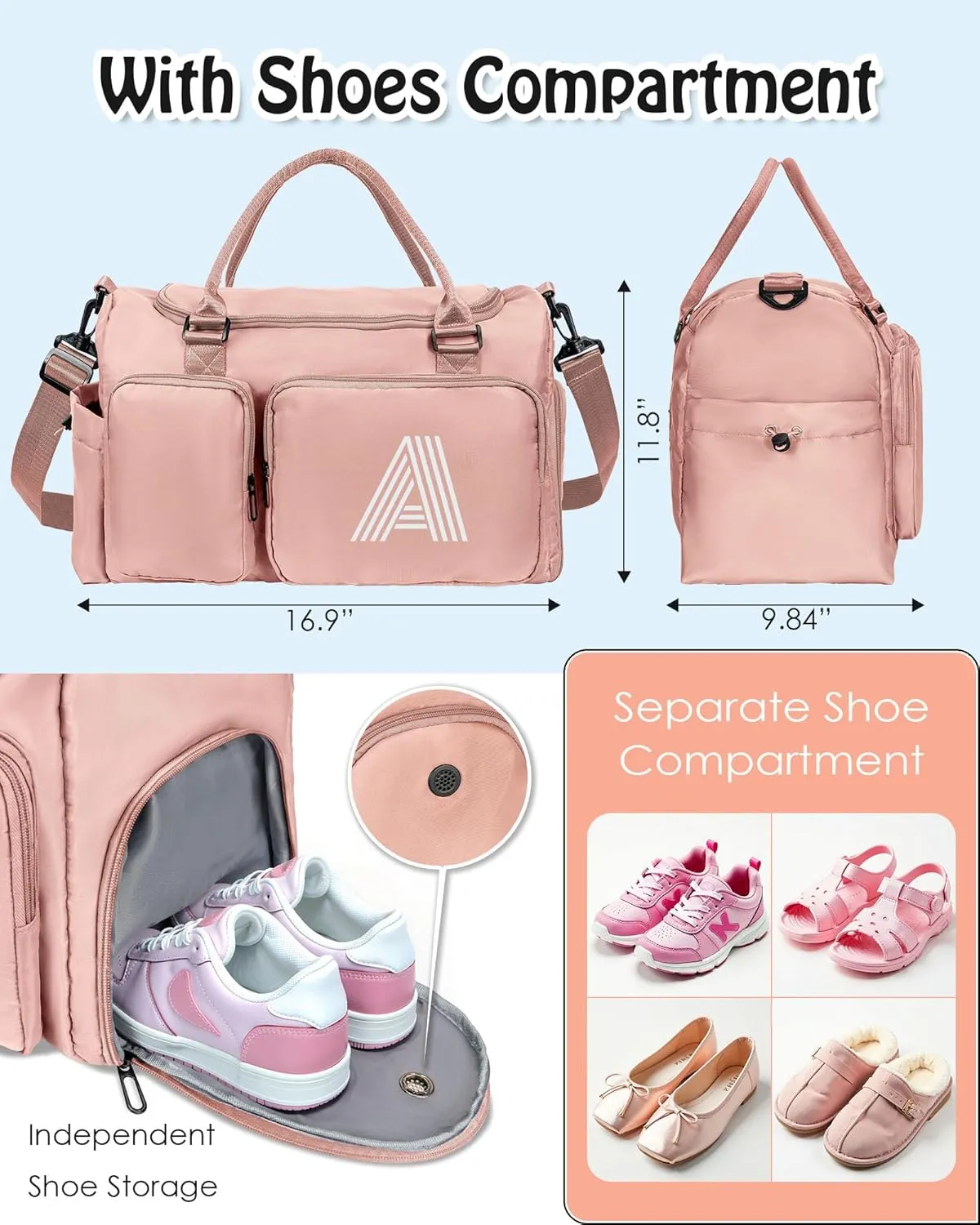 Travel Bag for Girls, Kids Travel Duffel Bag, Personalized Weekender Bag, Overnight Bag Sleepover Bag Dance Bag, Girls Women Teacher Gift