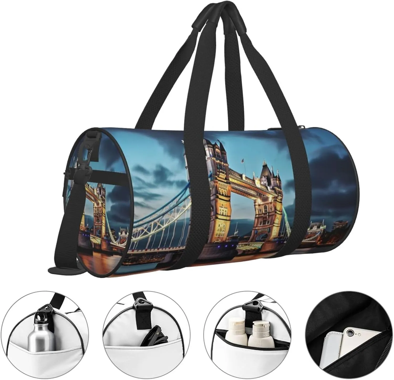 Travel Bag For Women,Tower Bridge In London Print Personal Item Duffle Bags,Weekend Travel Duffel Tote Bag,Travel Sport Gym Bag For Men,Airplane Travel Essentials For Flying