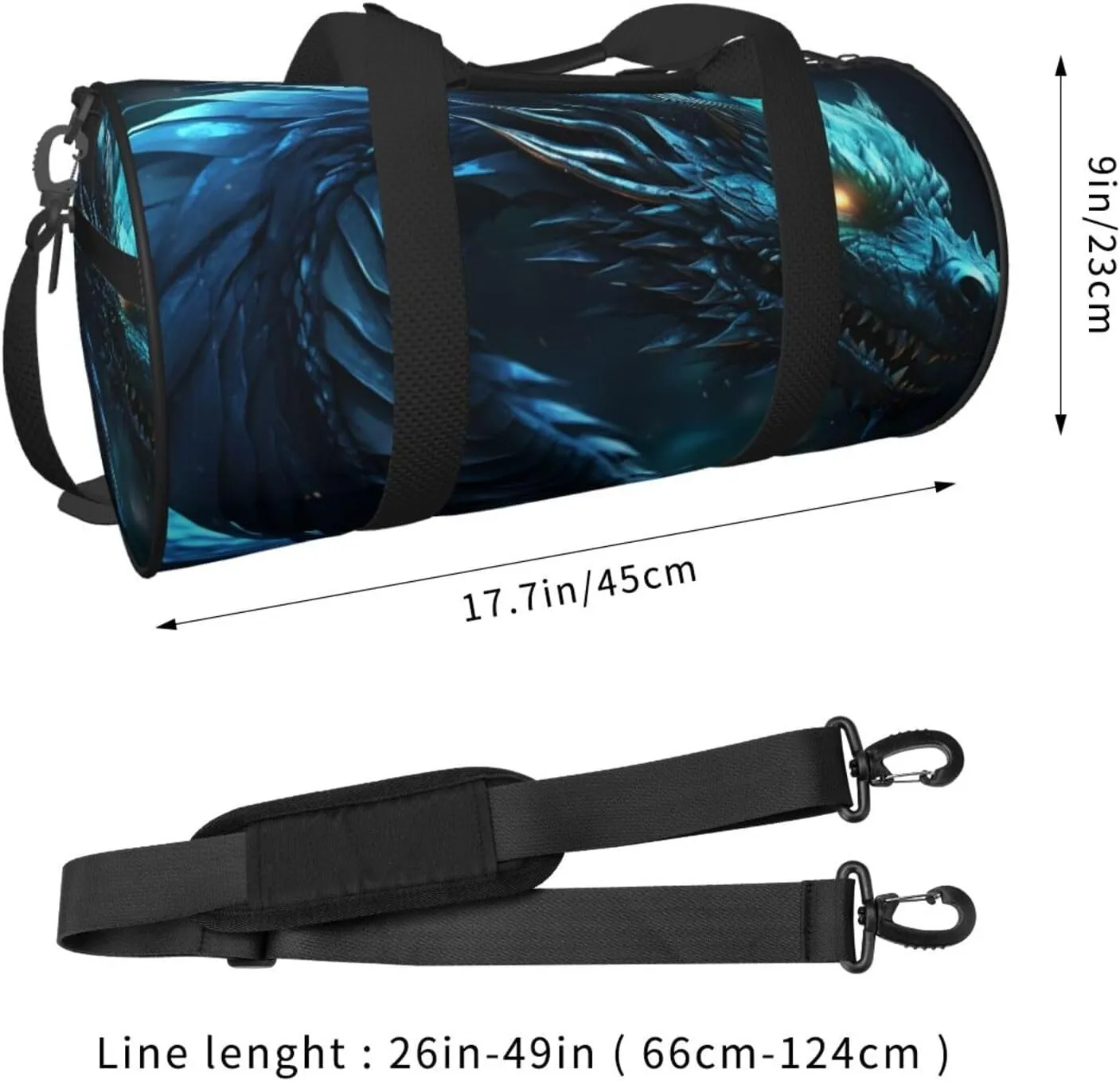 Travel Duffel Bag Cyan Dragon Weekender Overnight Bag For Men Women Large Capacity Sports Gym Bag Canvas Carry On Tote Bags For Travel Yoga