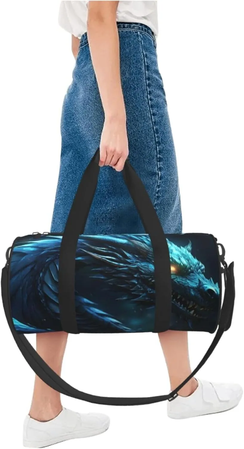 Travel Duffel Bag Cyan Dragon Weekender Overnight Bag For Men Women Large Capacity Sports Gym Bag Canvas Carry On Tote Bags For Travel Yoga