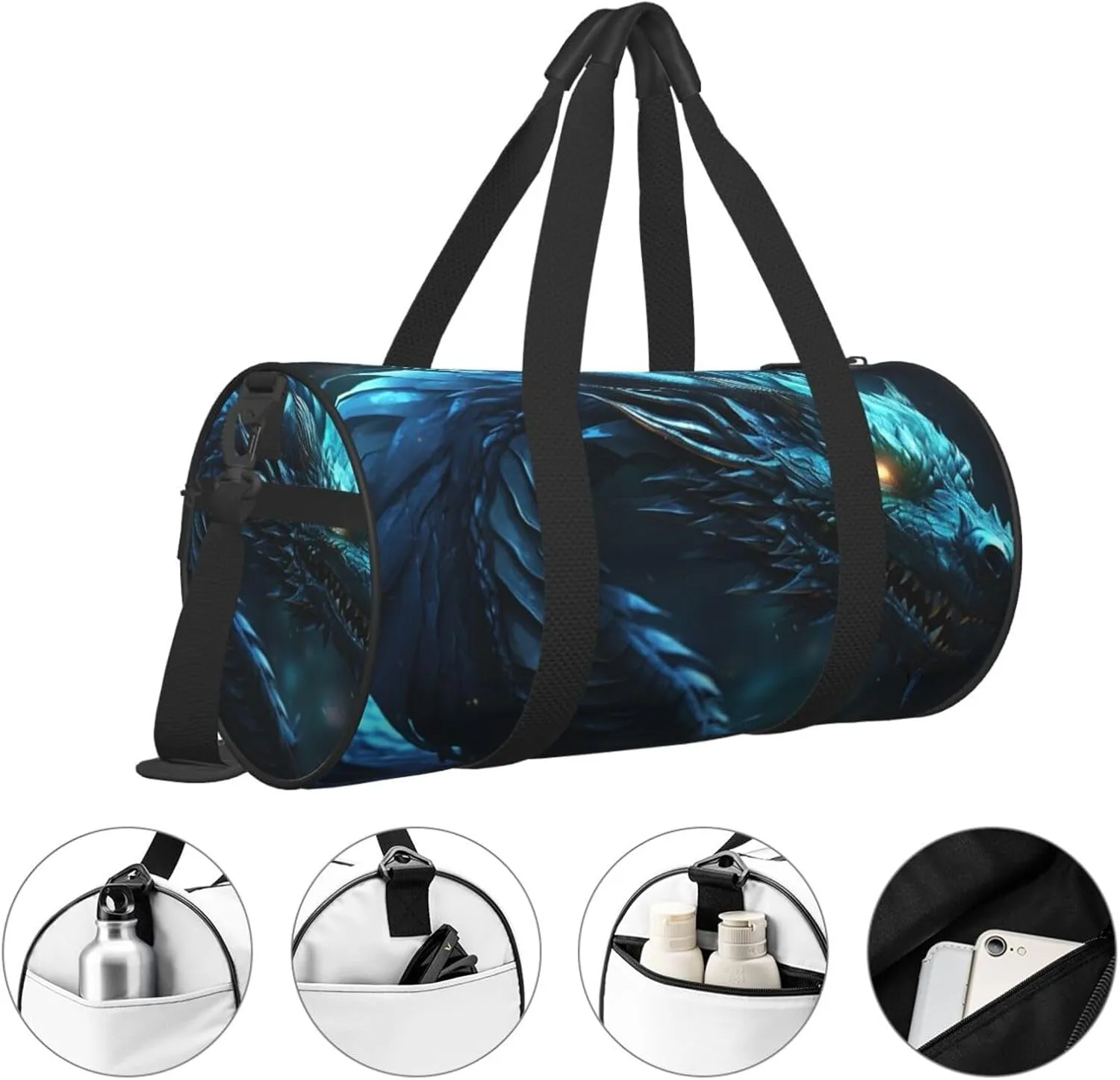 Travel Duffel Bag Cyan Dragon Weekender Overnight Bag For Men Women Large Capacity Sports Gym Bag Canvas Carry On Tote Bags For Travel Yoga