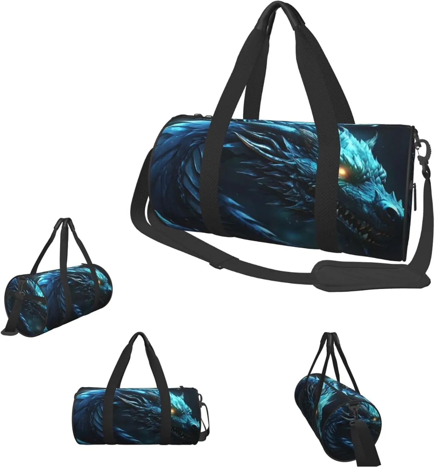Travel Duffel Bag Cyan Dragon Weekender Overnight Bag For Men Women Large Capacity Sports Gym Bag Canvas Carry On Tote Bags For Travel Yoga