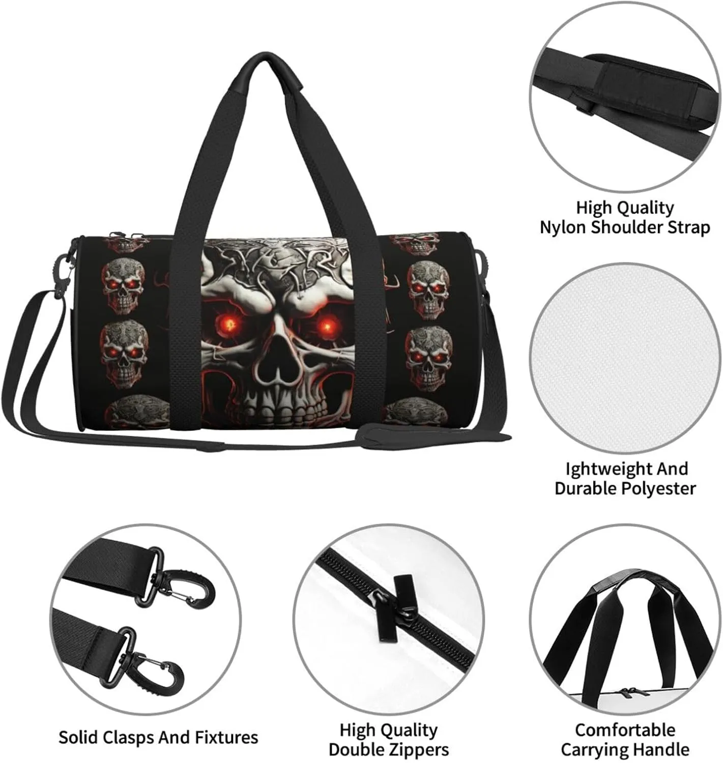 Travel Duffel Bag Evil Skull Weekender Overnight Bag For Men Women Large Capacity Sports Gym Bag Canvas Carry On Tote Bags For Travel Yoga