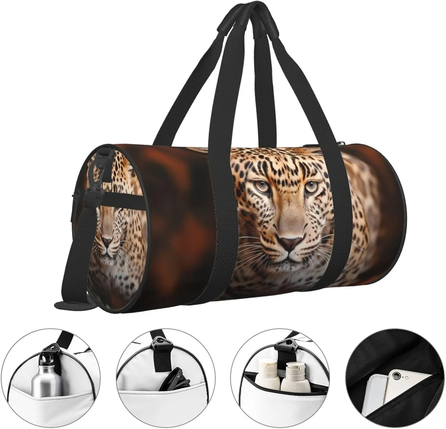 Travel Duffel Bag Leopard On Brown Background Weekender Overnight Bag For Men Women Large Capacity Sports Gym Bag Canvas Carry On Tote Bags For Travel Yoga