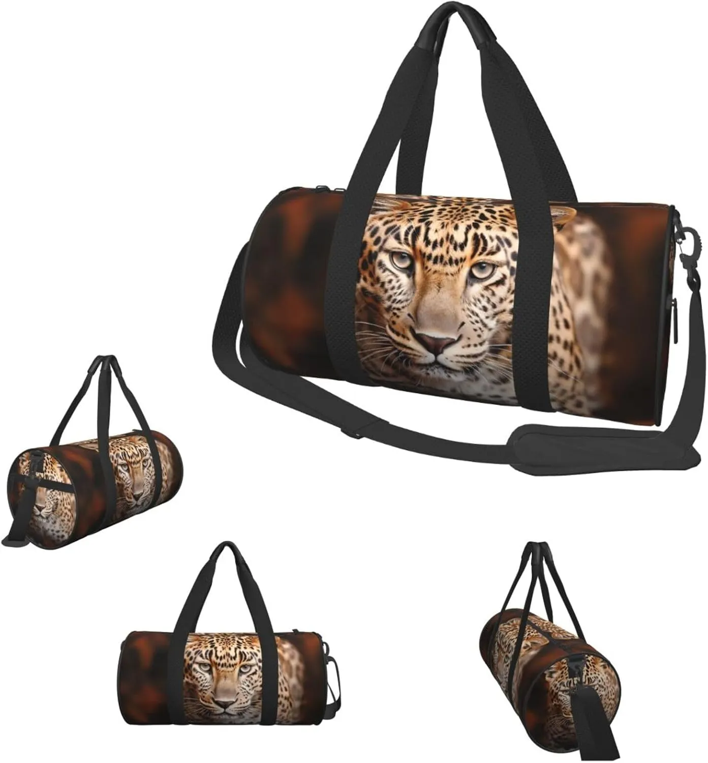 Travel Duffel Bag Leopard On Brown Background Weekender Overnight Bag For Men Women Large Capacity Sports Gym Bag Canvas Carry On Tote Bags For Travel Yoga