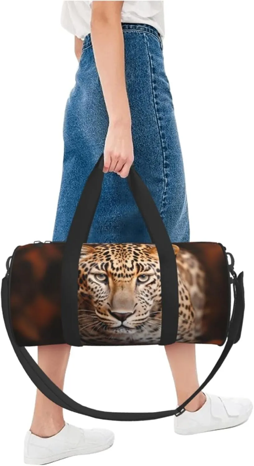Travel Duffel Bag Leopard On Brown Background Weekender Overnight Bag For Men Women Large Capacity Sports Gym Bag Canvas Carry On Tote Bags For Travel Yoga
