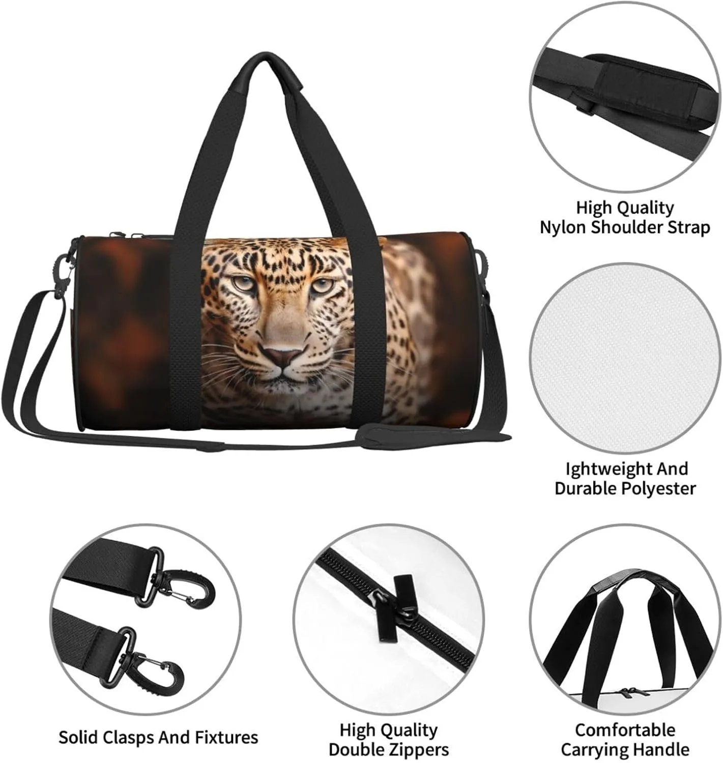 Travel Duffel Bag Leopard On Brown Background Weekender Overnight Bag For Men Women Large Capacity Sports Gym Bag Canvas Carry On Tote Bags For Travel Yoga