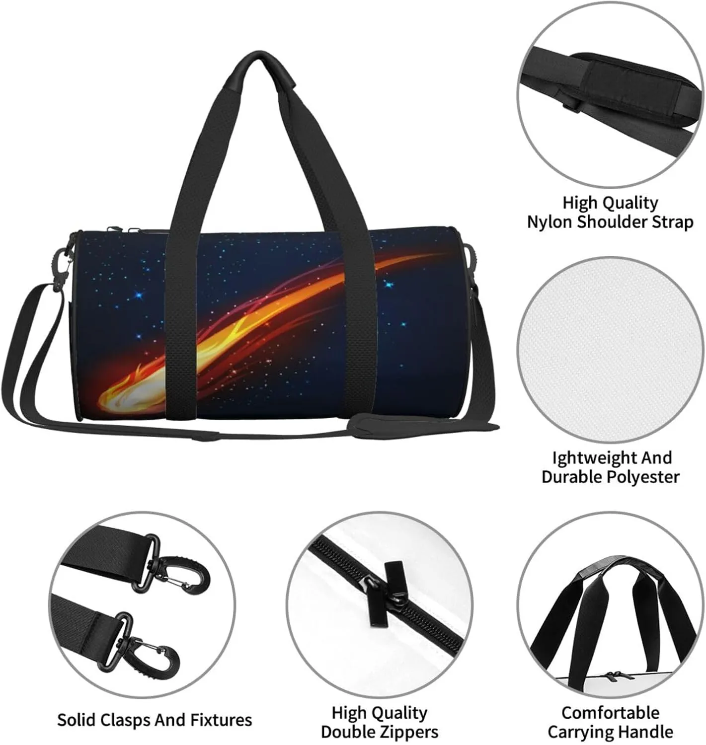 Travel Duffle Bag for Men Women, Space Meteor Star Moving Duffle Bags for Sport Gym Overnight Luggage