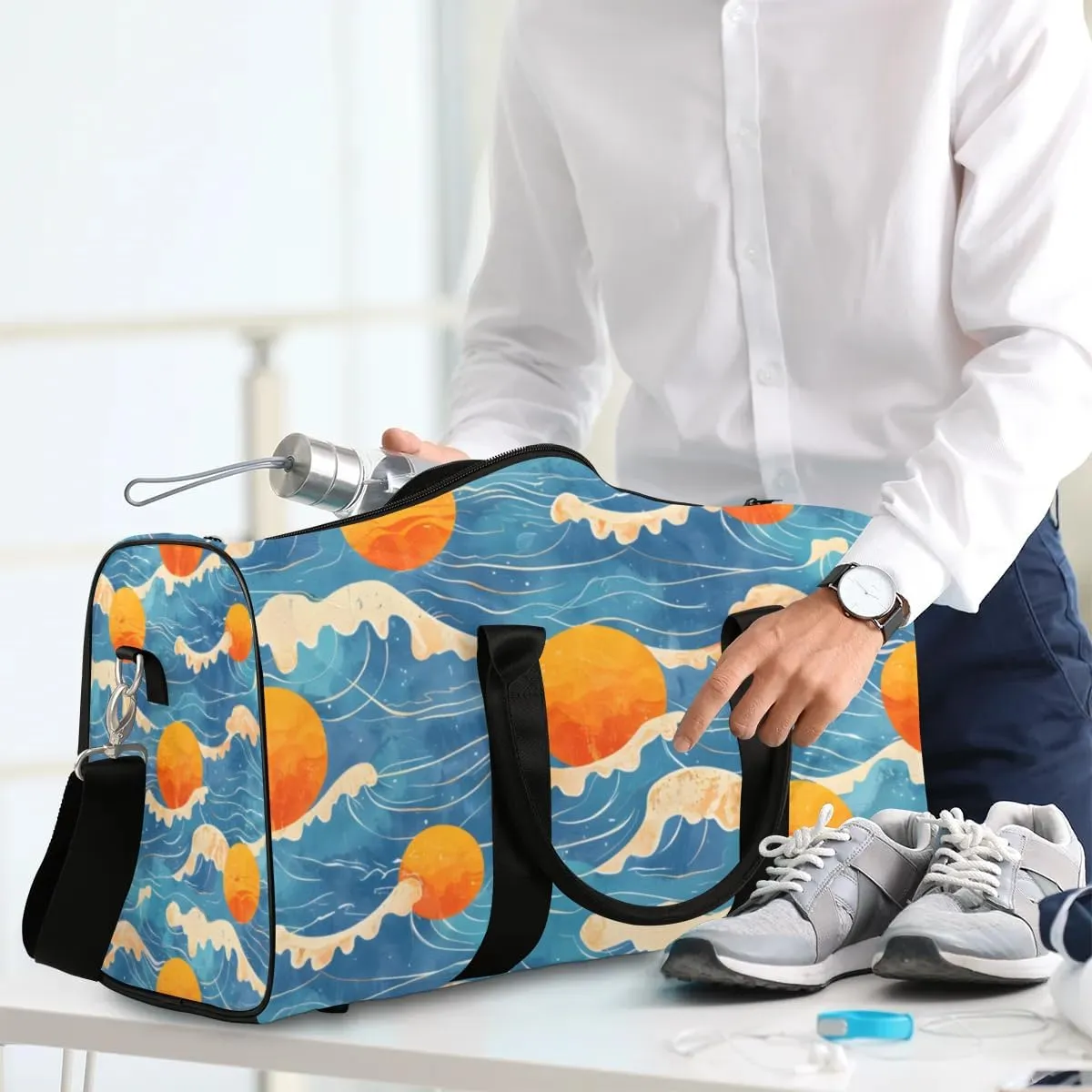 Travel Duffle Bag Seawater Sun Gym Bags for Men Women Travel Duffel Bags with Adjustable Shoulder Strap Carry On Weekender Bag