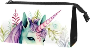 Travel Makeup Bag,Travel Toiletry Bag for Women,Unicorn Floral Bushes,Cosmetic Travel Bag