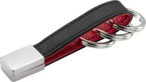 TROIKA TWISTER RED - KRG642/LE - Lederschlaufe - Leder/PU/Metall - 3 Schlüsselringe, mit "Twist-Verschluss" - außen schwarz/innen rot - das Original von TROIKA