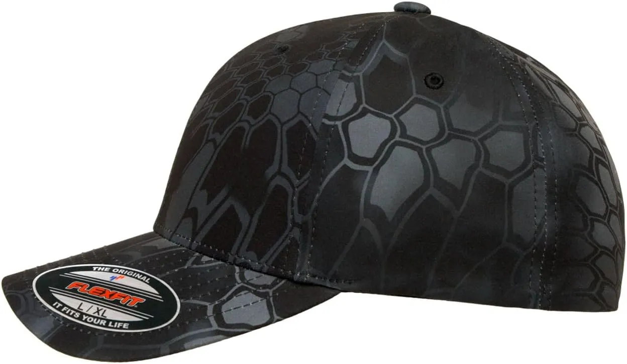 Trout Fishing Leather Laser Engraved Patch Flexfit 6277 Athletic Baseball Fitted Hat Cap