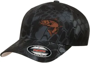 Trout Fishing Leather Laser Engraved Patch Flexfit 6277 Athletic Baseball Fitted Hat Cap