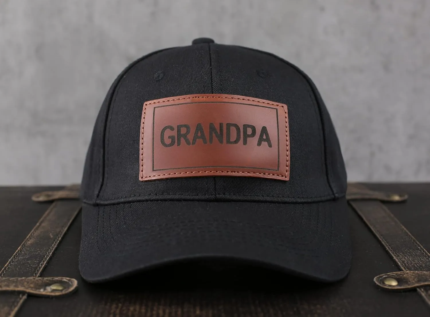 Trucker Hat for Dad, Baseball Hat Papa Cap Laser Engraved Leather Patch Trucker Hat
