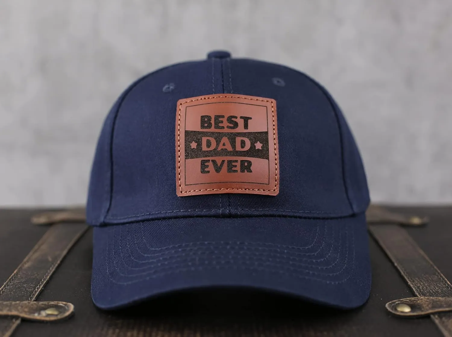 Trucker Hat for Dad, Baseball Hat Papa Cap Laser Engraved Leather Patch Trucker Hat