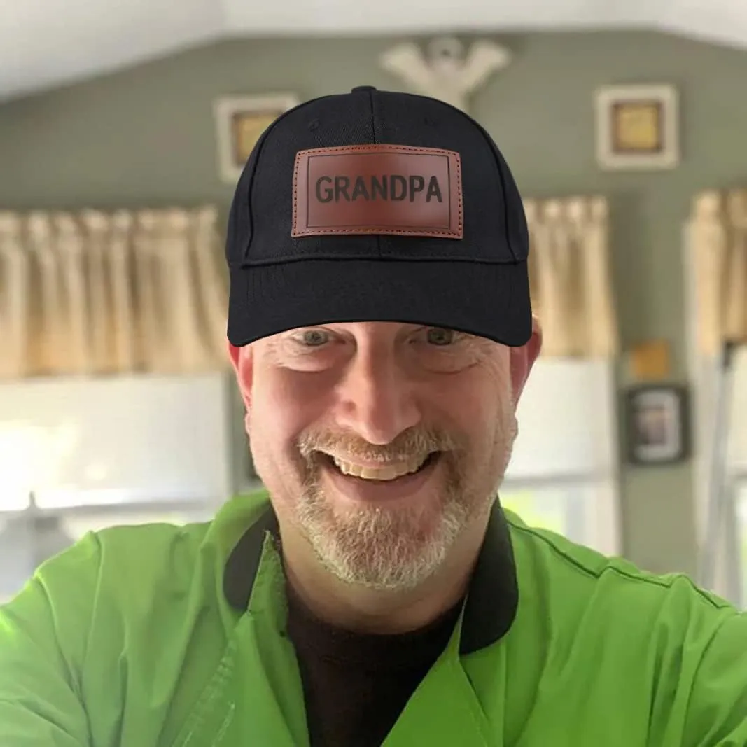 Trucker Hat for Dad, Baseball Hat Papa Cap Laser Engraved Leather Patch Trucker Hat