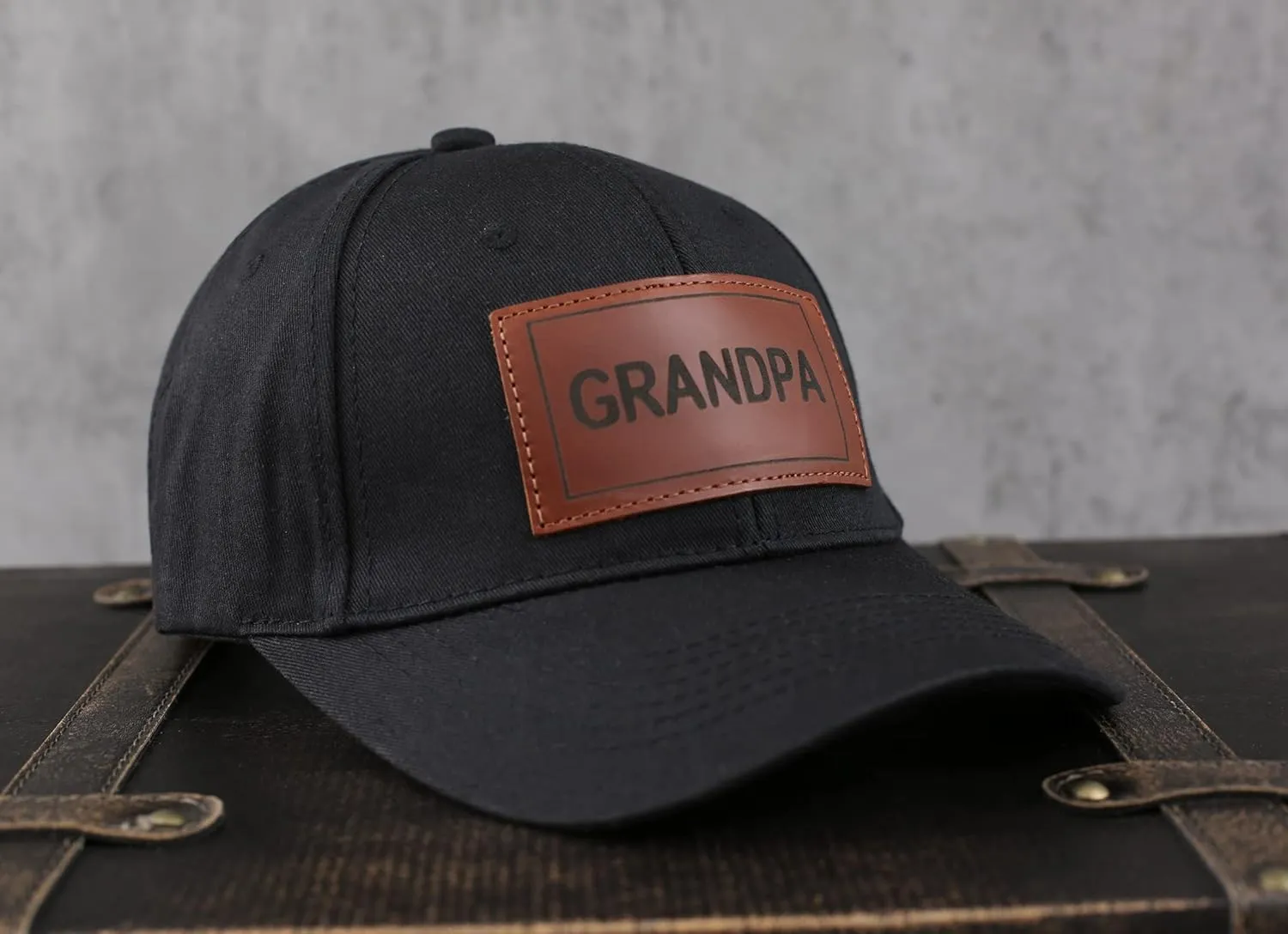Trucker Hat for Dad, Baseball Hat Papa Cap Laser Engraved Leather Patch Trucker Hat