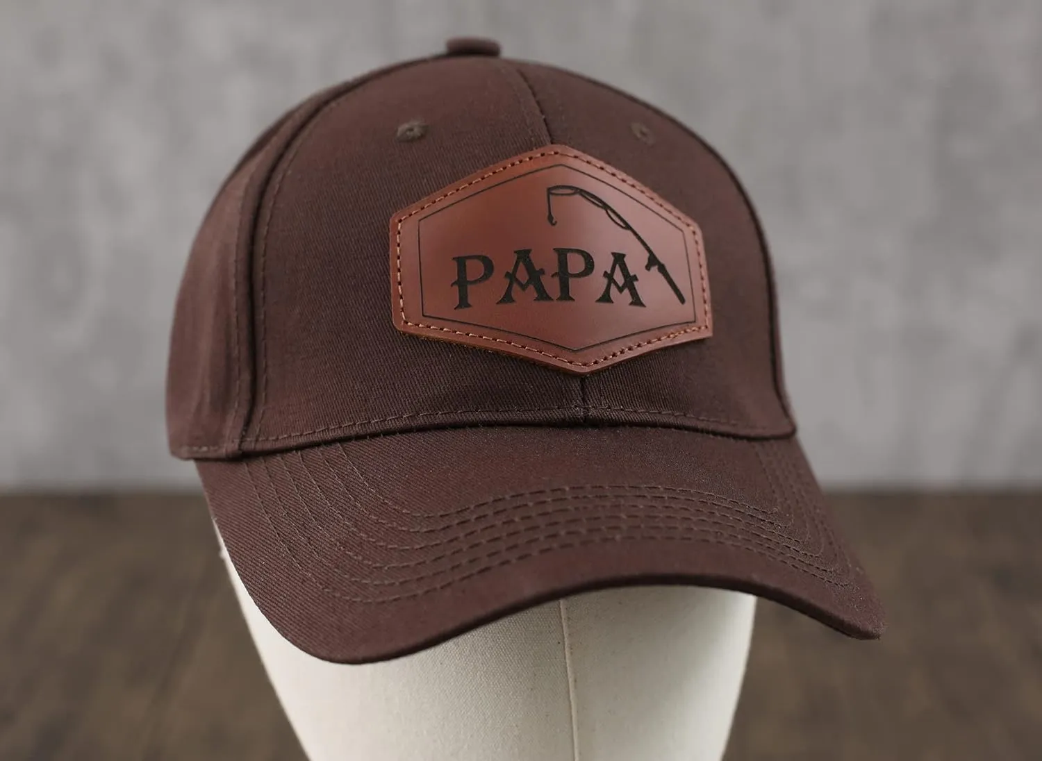 Trucker Hat for Dad, Baseball Hat Papa Cap Laser Engraved Leather Patch Trucker Hat