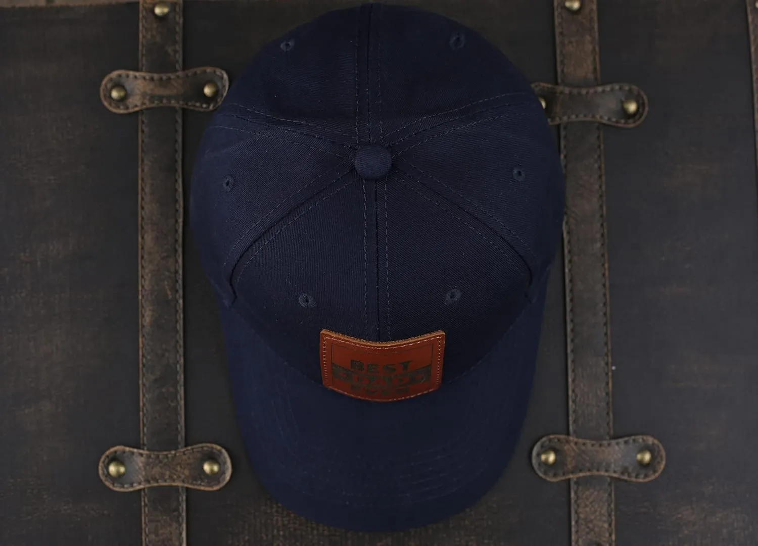 Trucker Hat for Dad, Baseball Hat Papa Cap Laser Engraved Leather Patch Trucker Hat