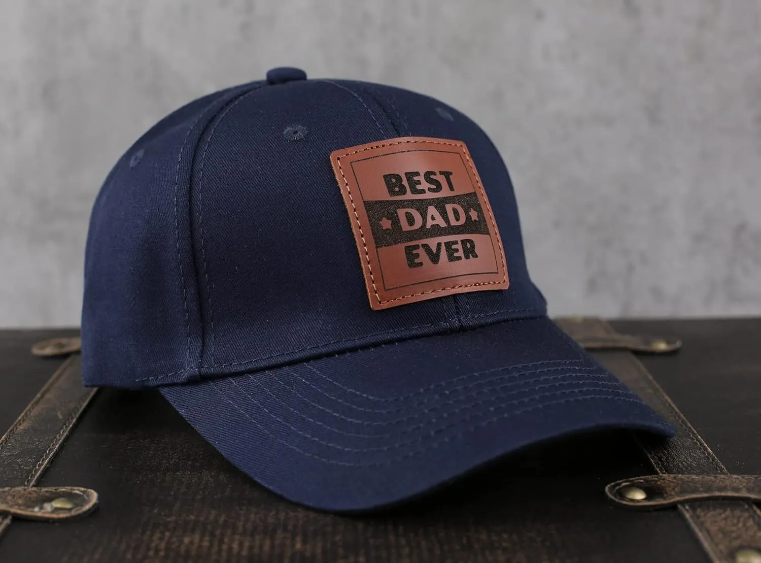 Trucker Hat for Dad, Baseball Hat Papa Cap Laser Engraved Leather Patch Trucker Hat