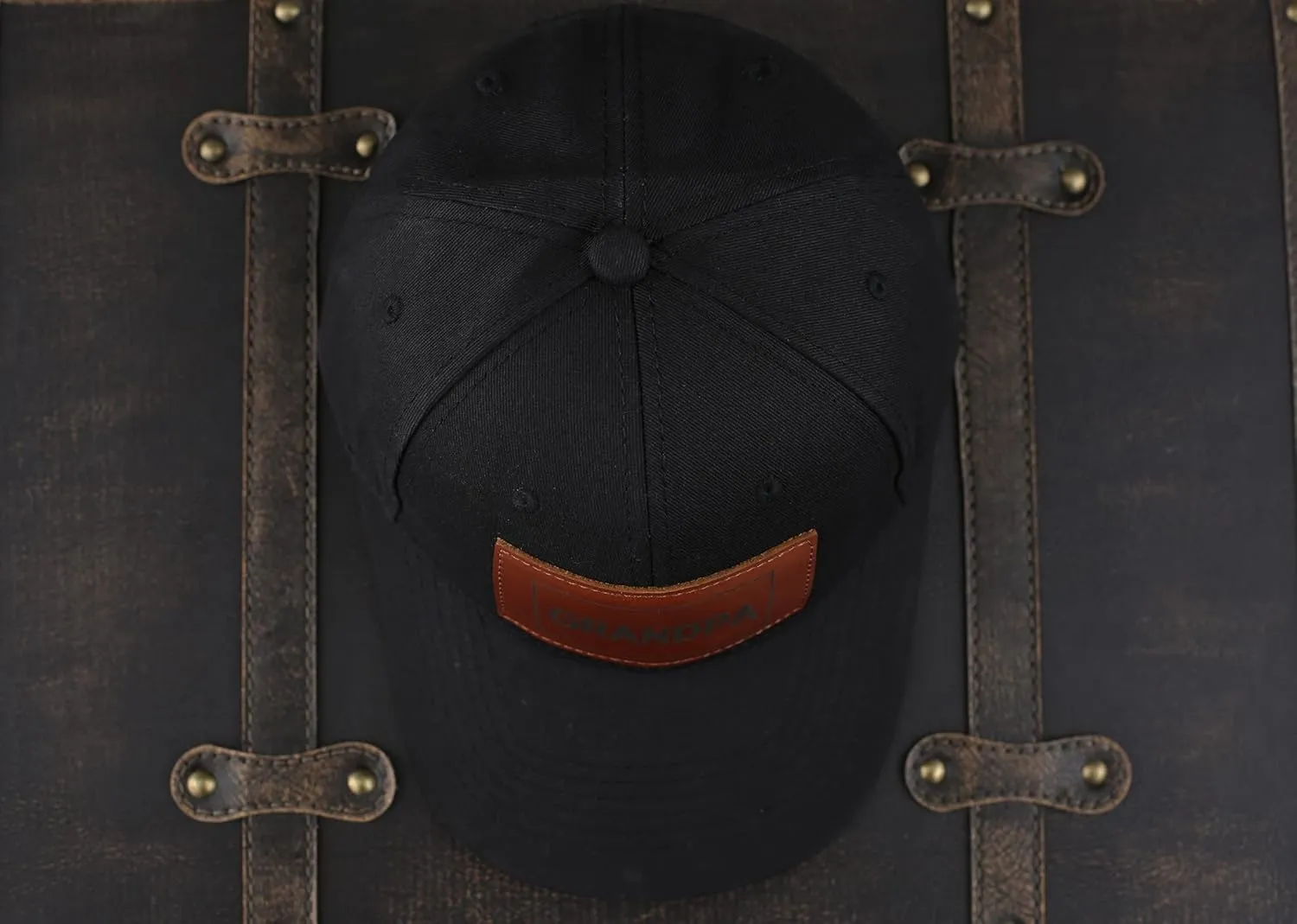 Trucker Hat for Dad, Baseball Hat Papa Cap Laser Engraved Leather Patch Trucker Hat