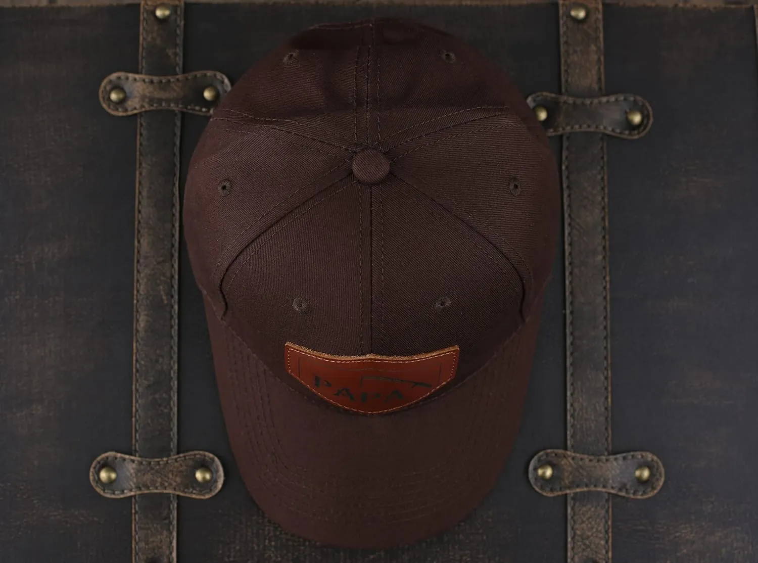 Trucker Hat for Dad, Baseball Hat Papa Cap Laser Engraved Leather Patch Trucker Hat