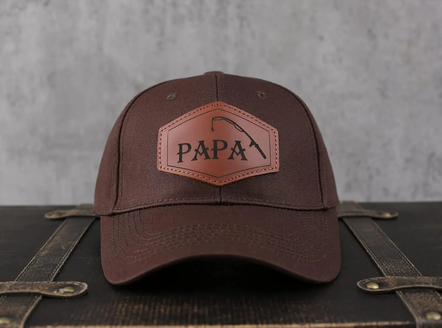 Trucker Hat for Dad, Baseball Hat Papa Cap Laser Engraved Leather Patch Trucker Hat