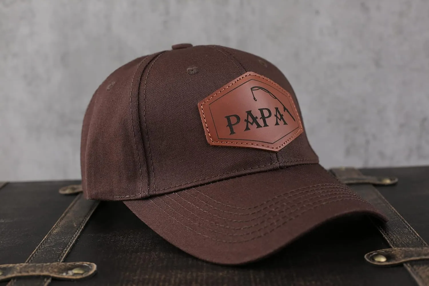 Trucker Hat for Dad, Baseball Hat Papa Cap Laser Engraved Leather Patch Trucker Hat