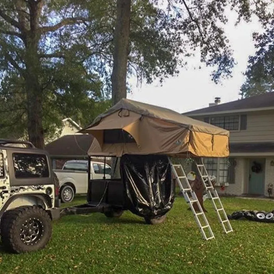 Tuff Stuff Overland Elite Rooftop Tent Includes Annex Room, 4-5 Person, Tan