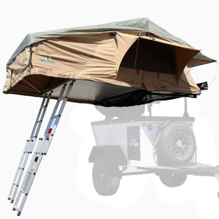 Tuff Stuff Overland Elite Rooftop Tent Includes Annex Room, 4-5 Person, Tan