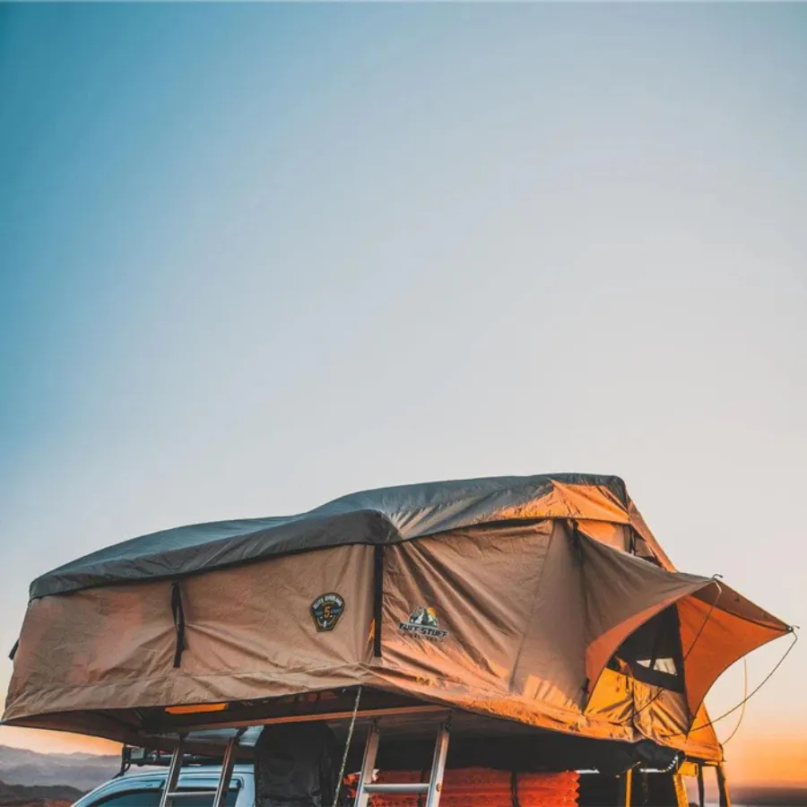 Tuff Stuff Overland Elite Rooftop Tent Includes Annex Room, 4-5 Person, Tan