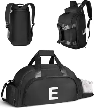 Tween Girls Trendy Stuff, Initial Gym Bags with Shoe Compartment, Personalized Girl Duffel Bag, Monogram Kid Overnight Bags, Teen Weekend Bag Kids Gift 7 8 9 10 11 12 Year Old (Letter E)