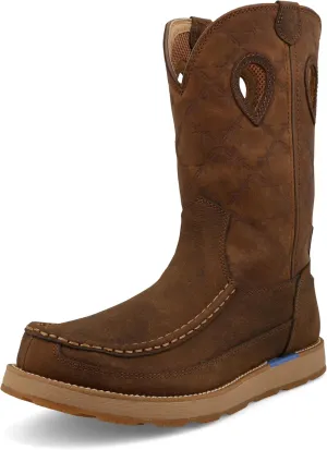 Twisted X Men's 11" Work Pull On Wedge Sole Boot, Moc Toe with CellStretch