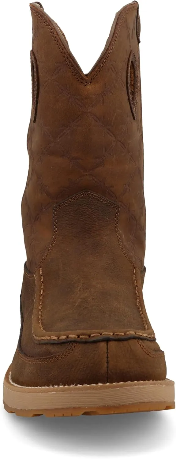 Twisted X Men's 11" Work Pull On Wedge Sole Boot, Moc Toe with CellStretch