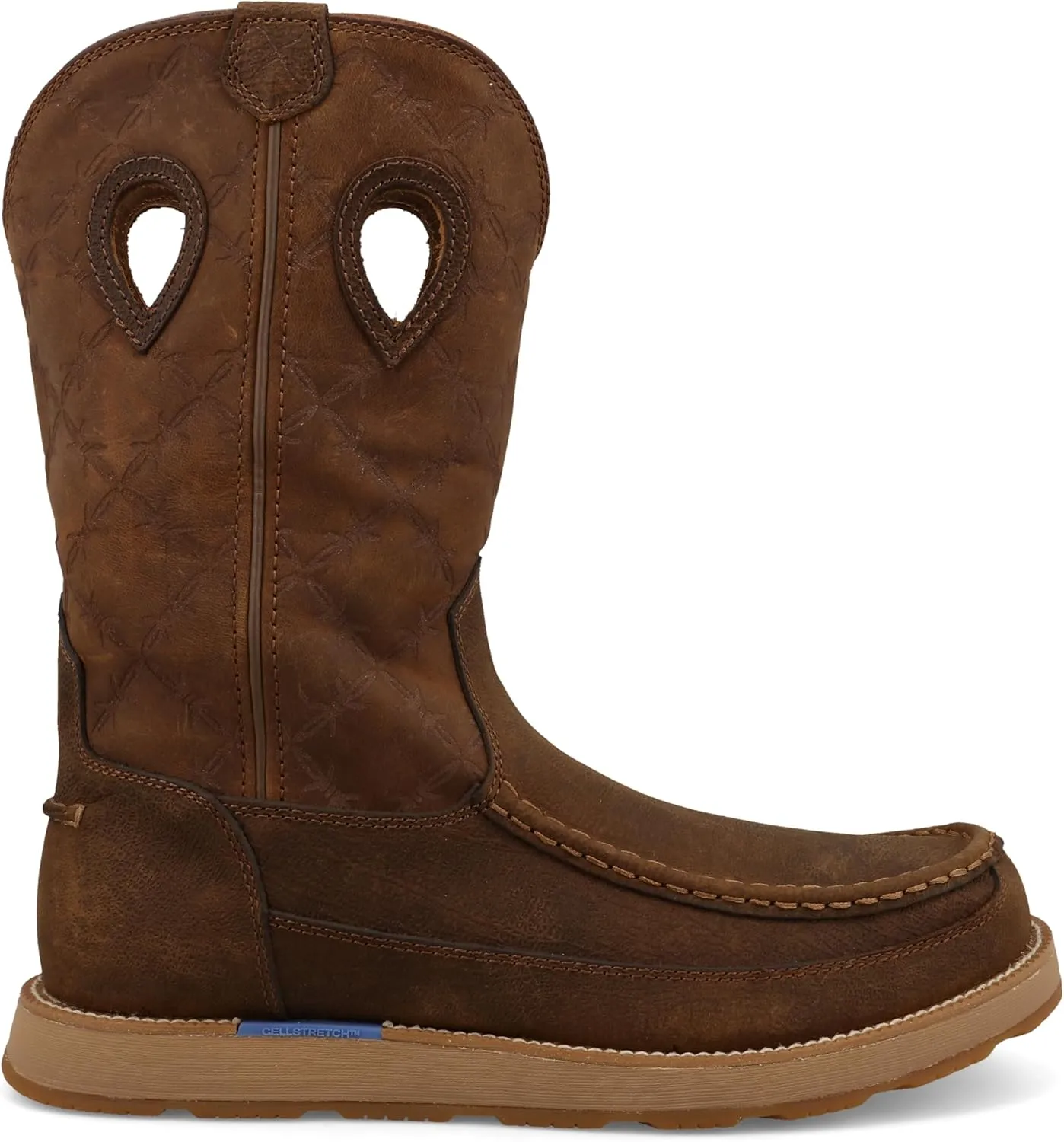 Twisted X Men's 11" Work Pull On Wedge Sole Boot, Moc Toe with CellStretch