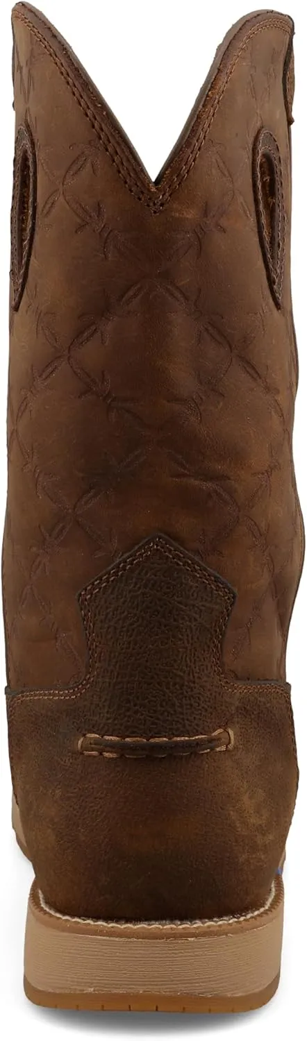 Twisted X Men's 11" Work Pull On Wedge Sole Boot, Moc Toe with CellStretch