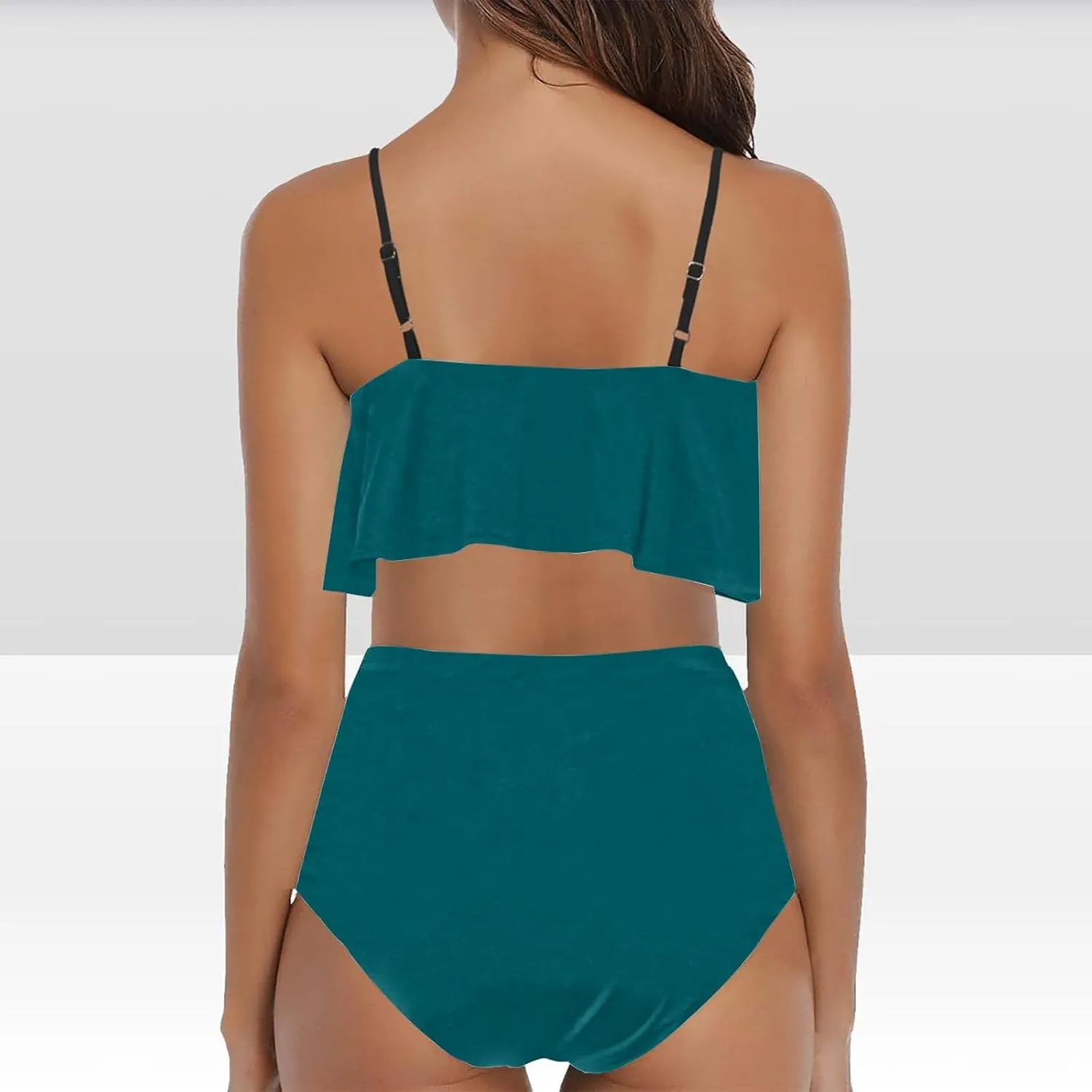 Two Piece Swimsuits Women High Waisted Bikini Teen Ruffle Tummy Control High Waist Bottoms Bathing Suits Swimwear