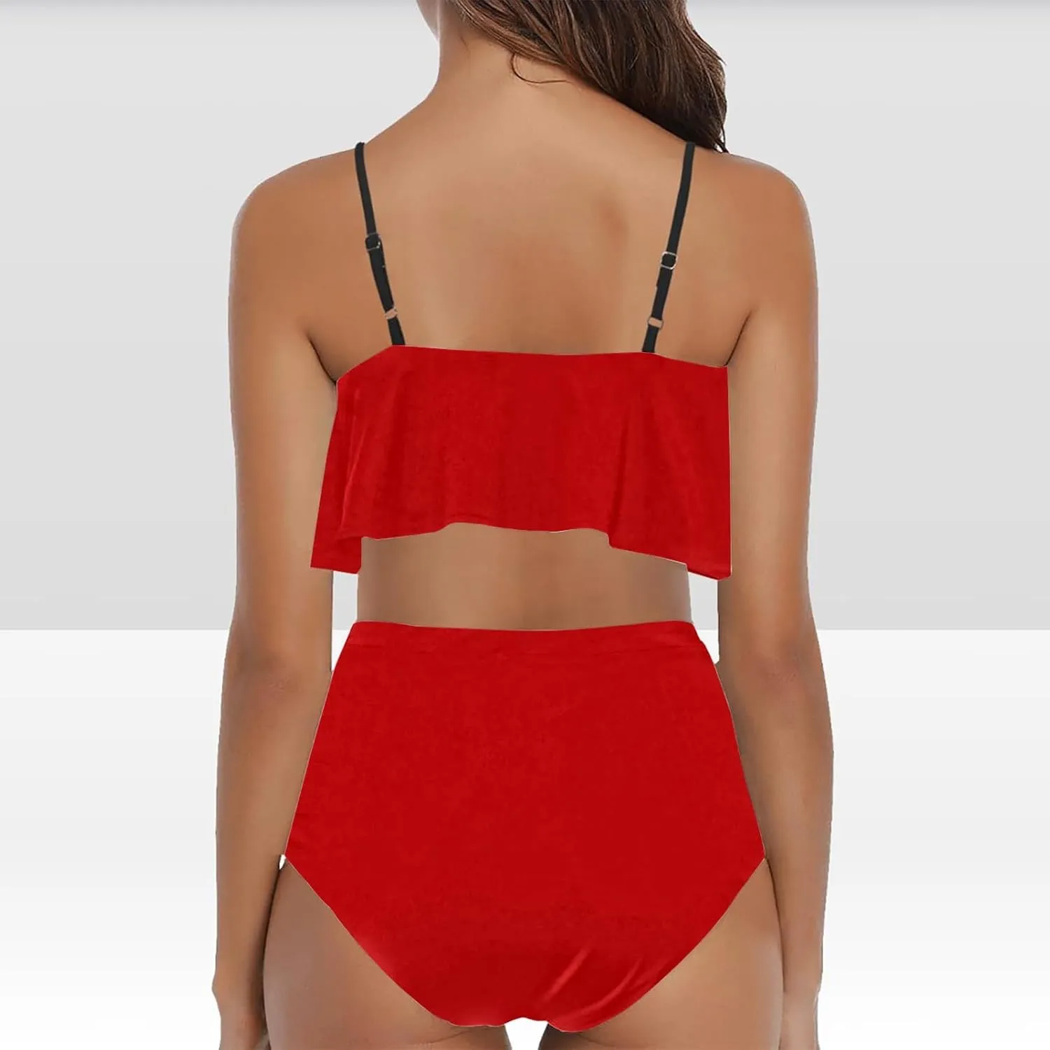 Two Piece Swimsuits Women High Waisted Bikini Teen Ruffle Tummy Control High Waist Bottoms Bathing Suits Swimwear